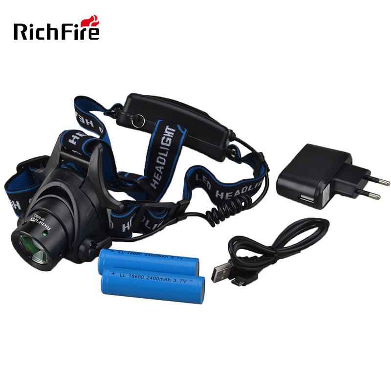 RichFire Waterproof Zoomable T6 LED Headlamp 1000lumens Headlight Flashlight Head Torch