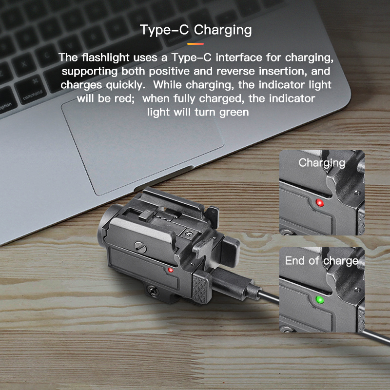 Green Laser 800lm LED Inside and Green Beam Combo with USB Charging cable