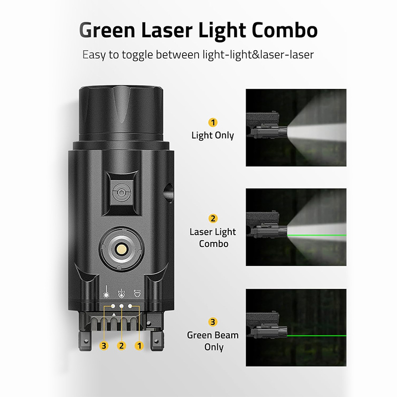 High Lumens 1500lm Tactical Outdoor Adjustable Mount LED Light and Green Laser Flashlight