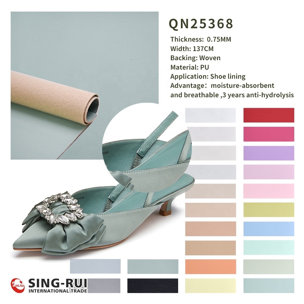 Wholesale PU Faux Synthetic Leather fabric sheets 0.75 MM Custom Pattern PU lining Material for Shoes