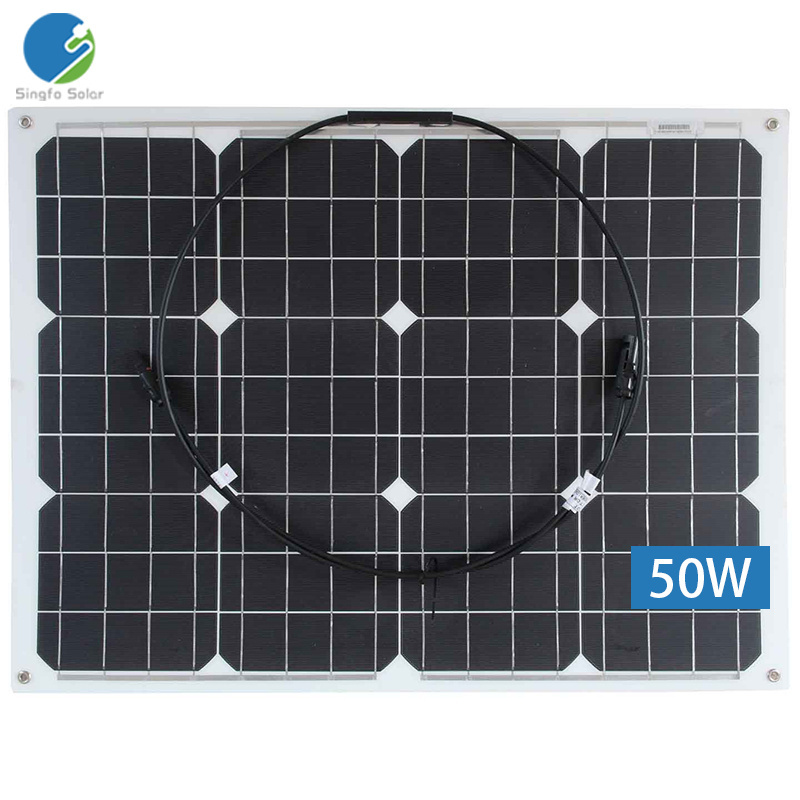 Singfo Solar Small Power Portable 18V 50W 100W 150W Semi Flexible Solar Panel Charger For Battery Charging