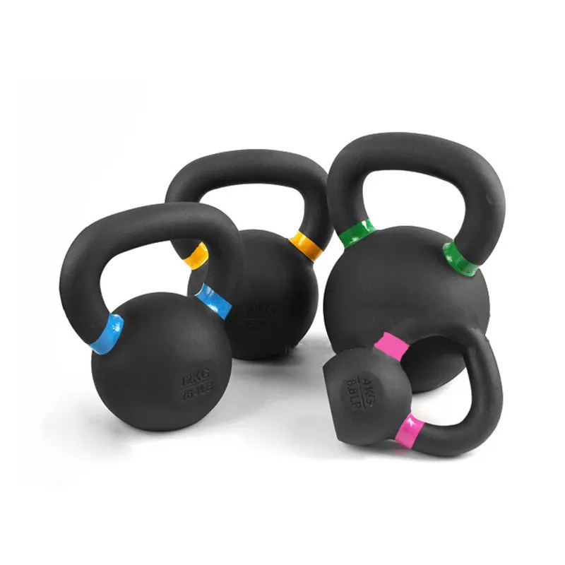 Wholesale Powder Coated Kettlebell Weights with Wide Handles Flat Bottoms Adjustable Cast Iron Kettlebells for Strength