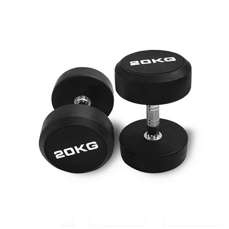 Wholesale 5 10 15 20 25 30LB Dumbbell Weight Lifting Sports Fixed Round Head Rubber Coated Dumbbells