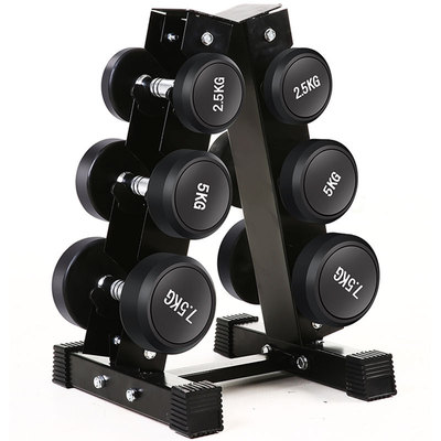 Wholesale 5 10 15 20 25 30LB Dumbbell Weight Lifting Sports Fixed Round Head Rubber Coated Dumbbells