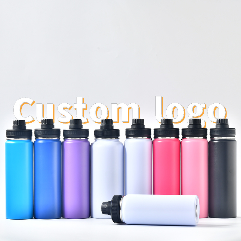 Custom soft touch rubber paint 22oz 500ml Insulated vacuum flask thermal double wall stainless steel gym sport water bottle