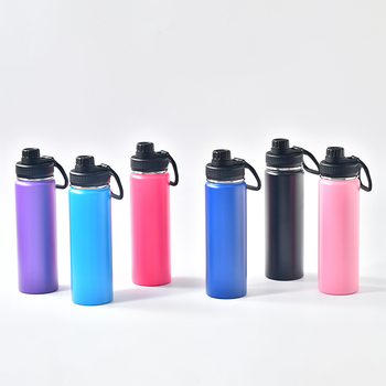 Custom soft touch rubber paint 22oz 500ml Insulated vacuum flask thermal double wall stainless steel gym sport water bottle