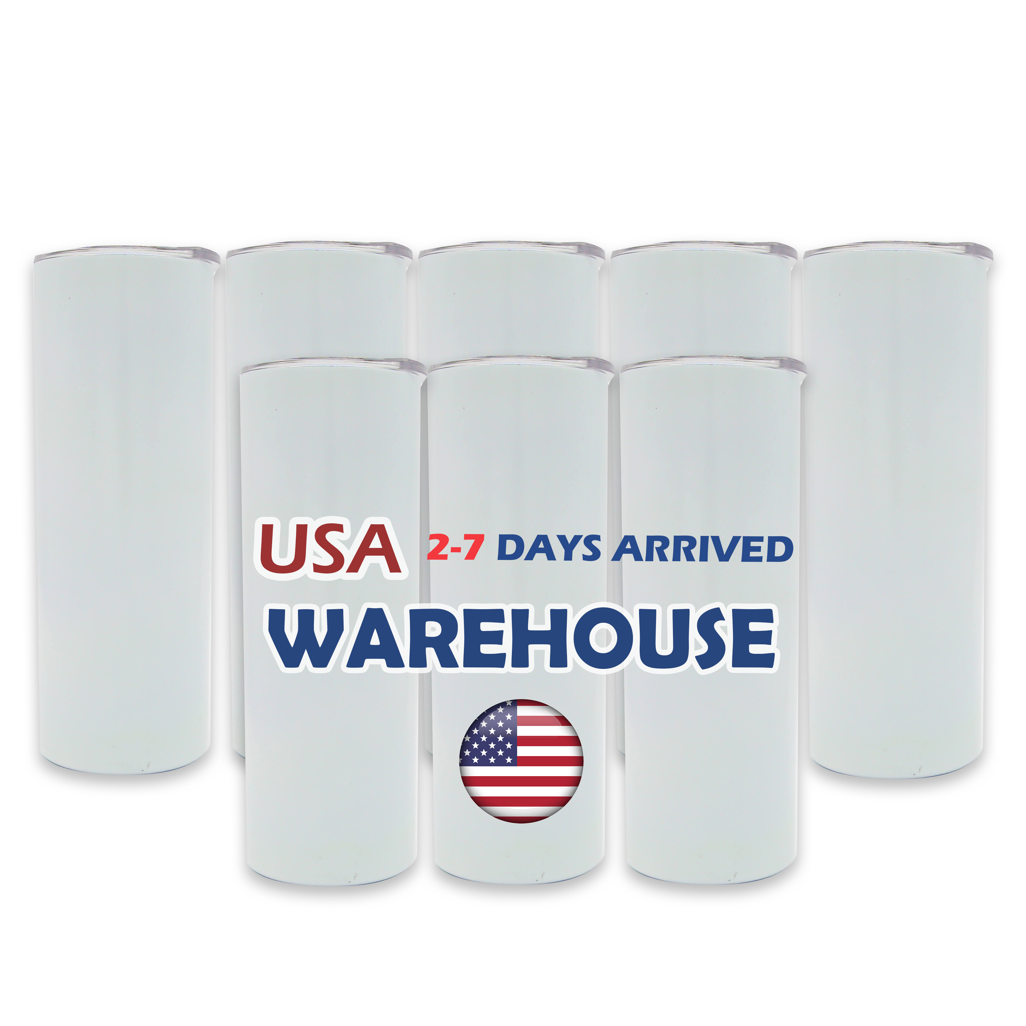 custom logowhite Sublimation blanks 20Oz 30oz Stainless Steel Double Wall skinny straight sublimation Tumbler with lid