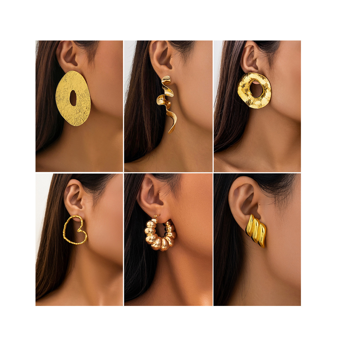 Mixed Wholesale Chunky Hoop Earrings Jewelry For Women 18k Gold Plated Huggie Chunky Statement Earrings