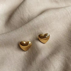 high quality designer luxury women stainless steel gold plated heart stud earrings