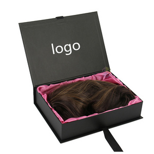 Custom Logo Wig Hair Extension Magnetic Closure Gift Box Packaging With Ribbon