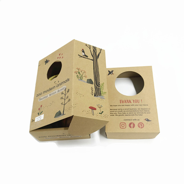 Custom Logo Stuff Kraft Paper Box Printing Color Art Paper PVC Window Toy Doll Gift Packaging Box