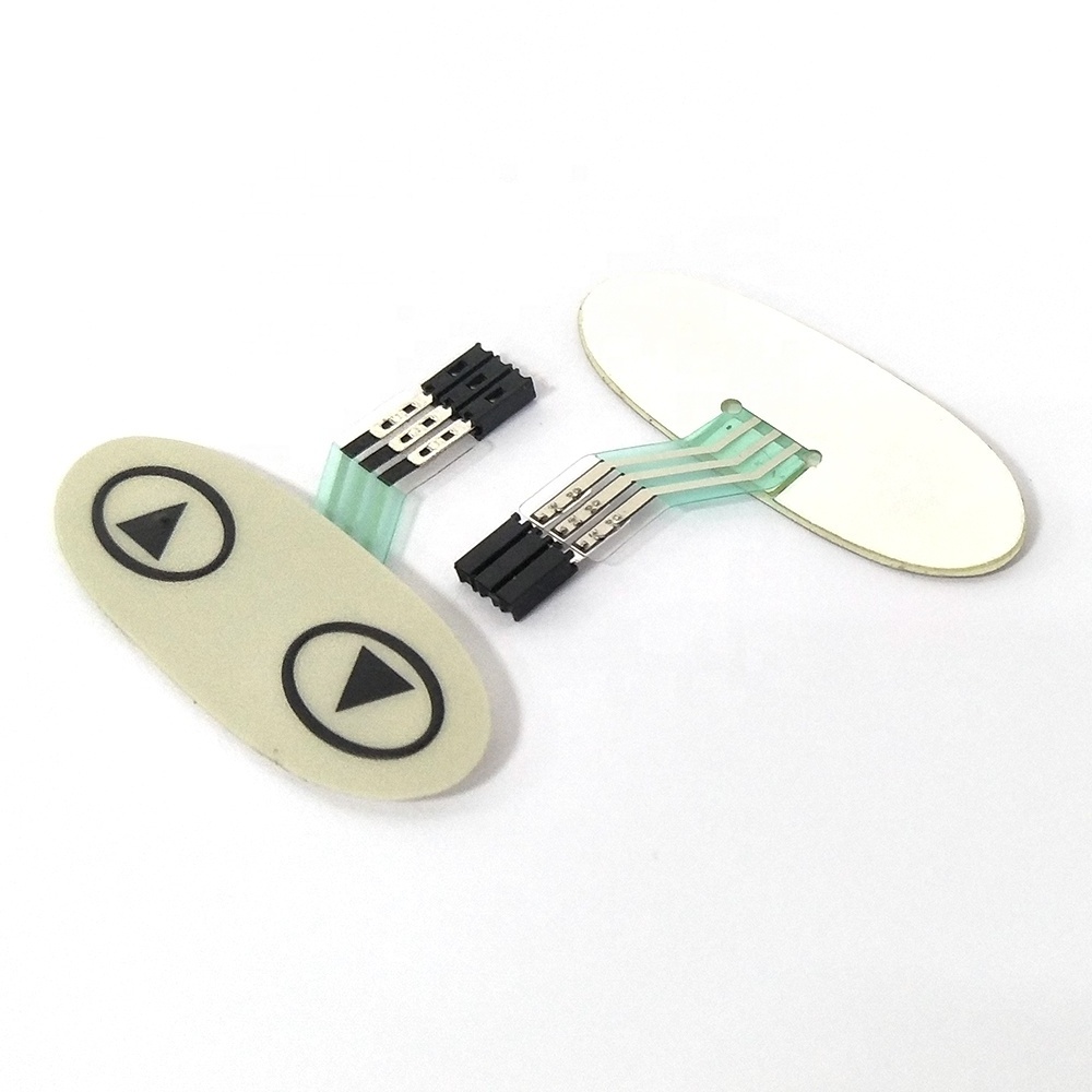 Flat Non-tactile Two Push Button Membrane Switch with Pin Connector