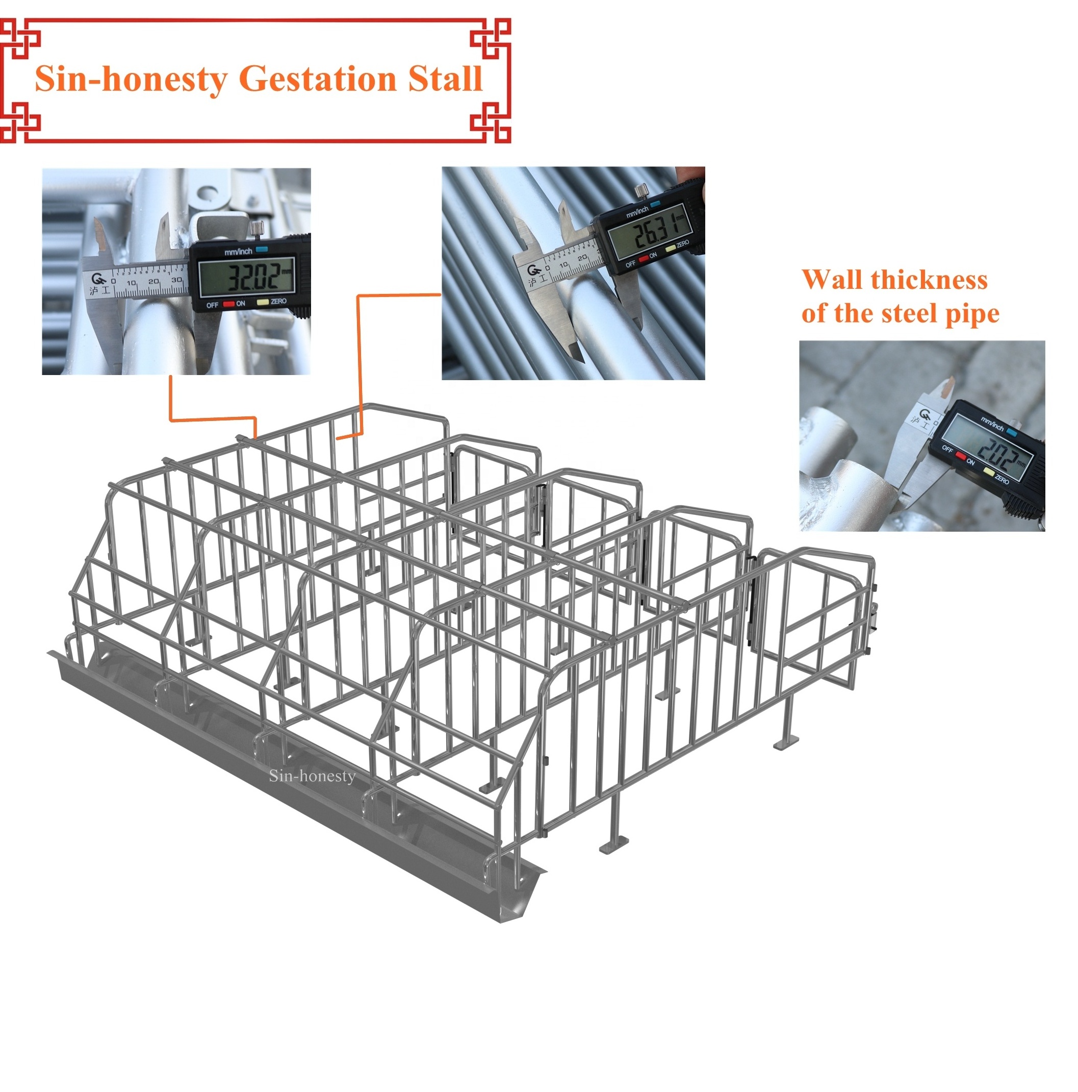 Hog Hot Dip Galvanized Gestation Crate Used In Pig Farm Equipment