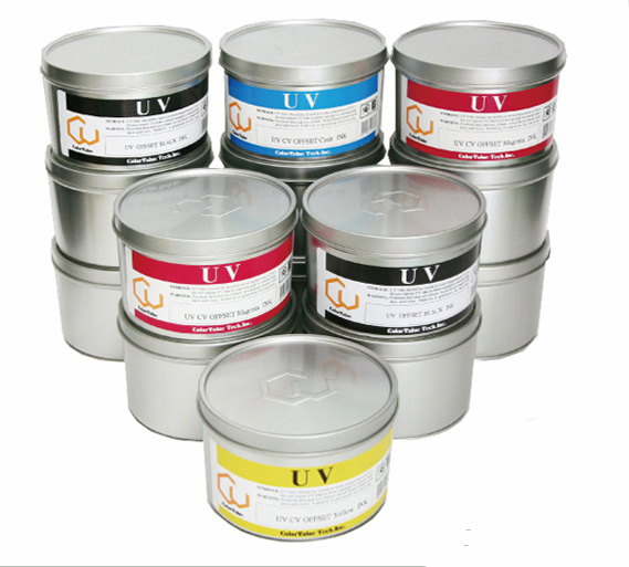 Anti-skinning UV CMYK dry offset printing ink on plastic film metallic paper