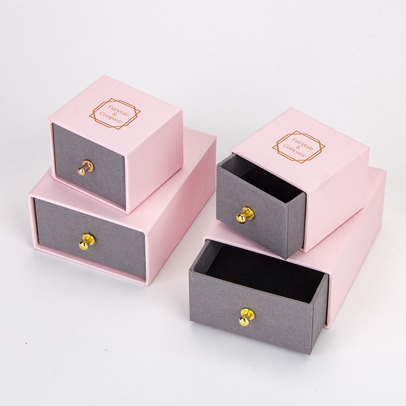 Industrial cardboard luxury jewellery packaging jewelry box pink earrings jewelry drawer paper box with black foam