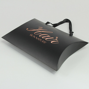 Custom logo hair pillow boxes bundle wig packaging box for hair extension packaging