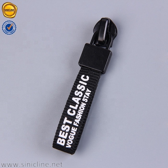 Sinicline matt black background plastic zipper slider auto lock zip puller