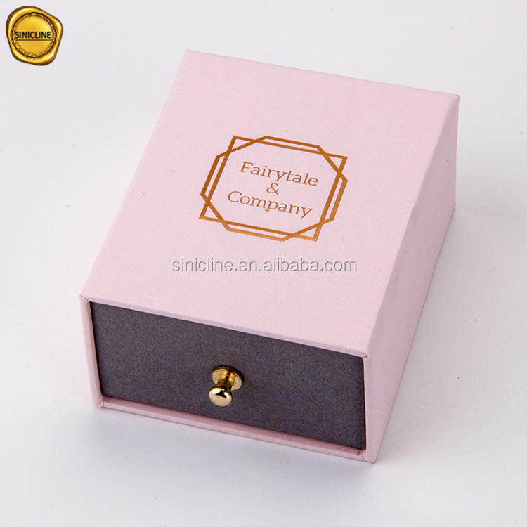 Industrial cardboard luxury jewellery packaging jewelry box pink earrings jewelry drawer paper box with black foam