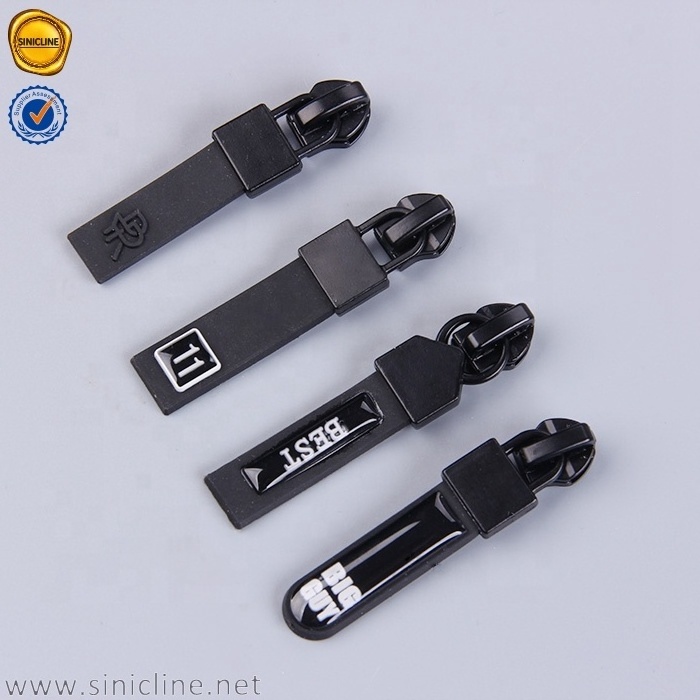 Sinicline matt black background plastic zipper slider auto lock zip puller