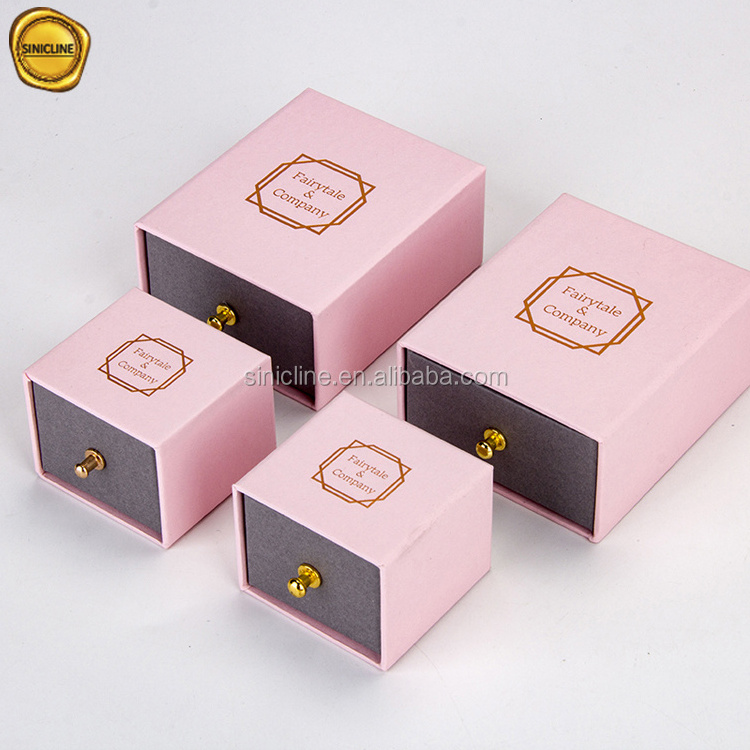 Industrial cardboard luxury jewellery packaging jewelry box pink earrings jewelry drawer paper box with black foam