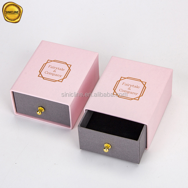 Industrial cardboard luxury jewellery packaging jewelry box pink earrings jewelry drawer paper box with black foam