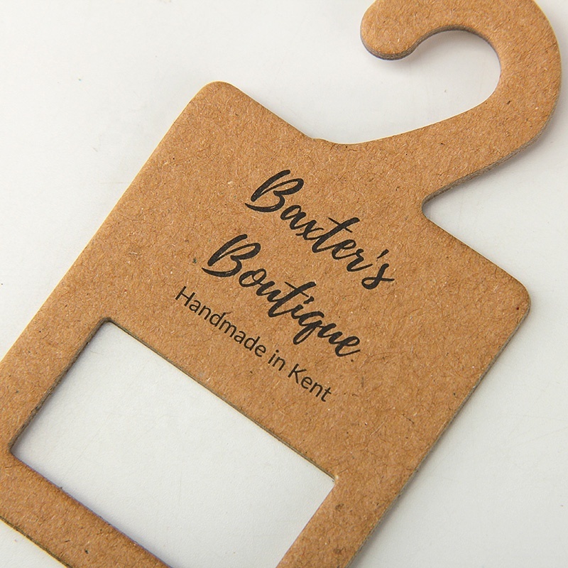 Recyclable kraft paper hanger hook printed black logo pet paper hanger