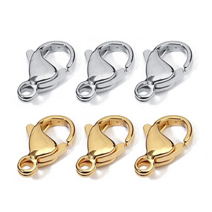 High Quality Polished circular Lobster Claw Clasp material 304/316 Stainless Steel original color gold plated clasp button