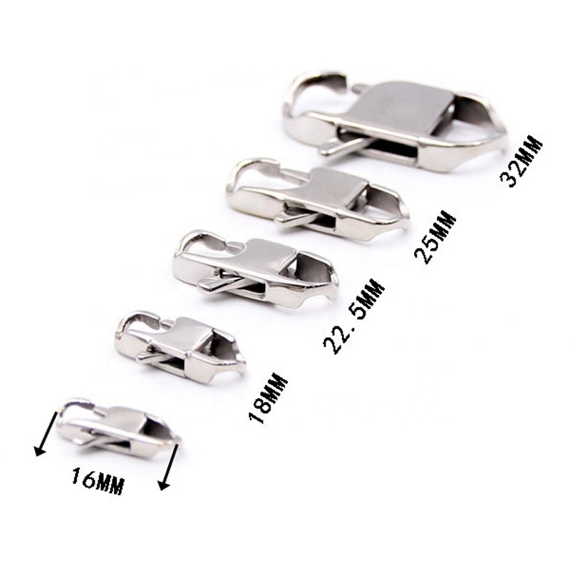 Dongguan factory custom jewelry clasp manufacturer various size stainless steel Square buckle bracelets double lobster clasp