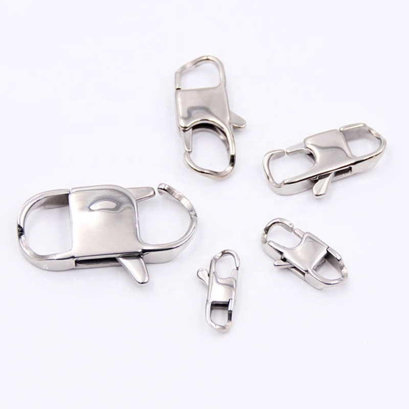 Dongguan factory custom jewelry clasp manufacturer various size stainless steel Square buckle bracelets double lobster clasp