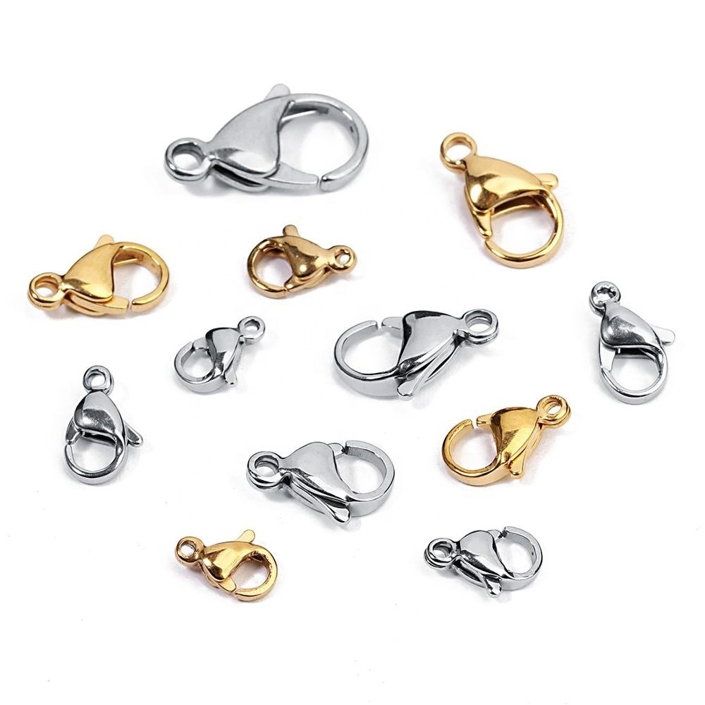 High Quality Polished circular Lobster Claw Clasp material 304/316 Stainless Steel original color gold plated clasp button