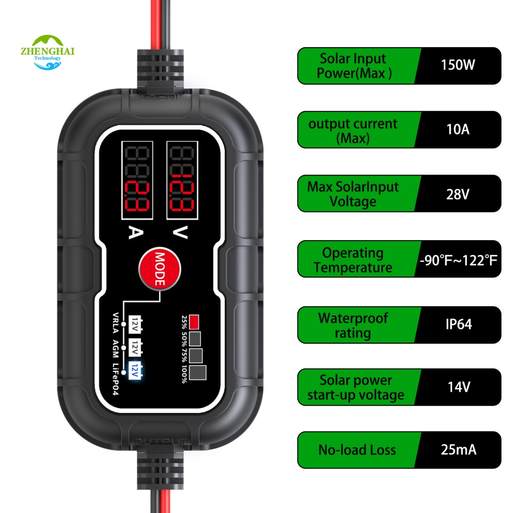 Intelligent Solar 10A MPPT Charge Controller 12 Volt Temp Sensor Charging Level solar Charge Controller