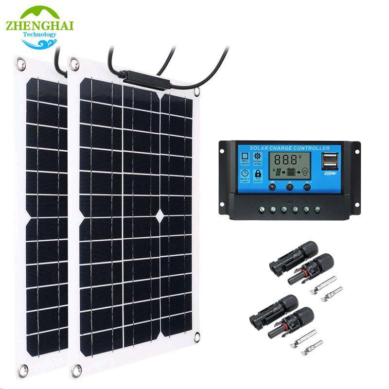 30W Portable Solar Panel Kit Complete 18V 5v USB Car Yacht RV Boat Phone Battery Charger Solar Cell longi solar panel