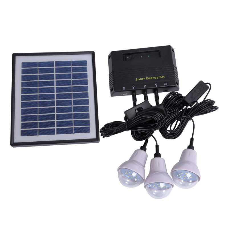 Outdoor Solar Camping Lantern System Kit Solar Power Panel Portable 3 Bulbs Outdoor Emergency Light