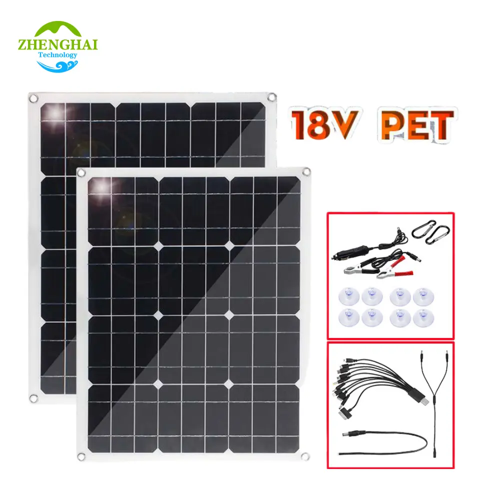 80W Mono Silicon Solar Panel Charger Photovoltaic Solar System flexible Tiktok RV Car power supply with 60A Controller