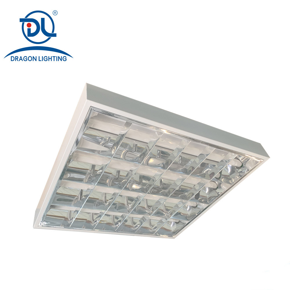 620x600x80mm T8 Fluorescent Led Grille Light Fixture Recessed Louver Light Fixture