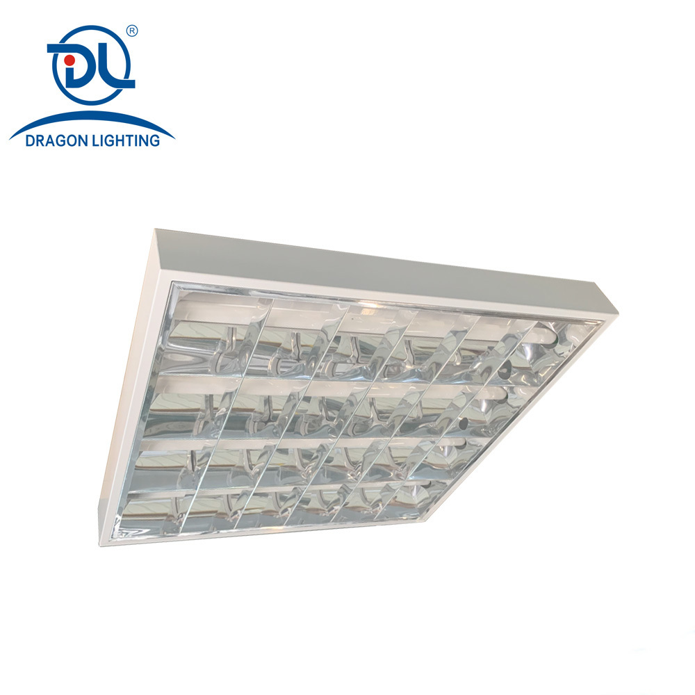 620x600x80mm T8 Fluorescent Led Grille Light Fixture Recessed Louver Light Fixture