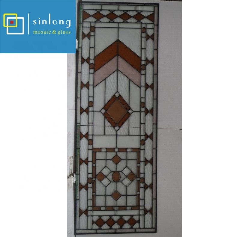 decorative tiffany glass panel for wrought iron door inserts