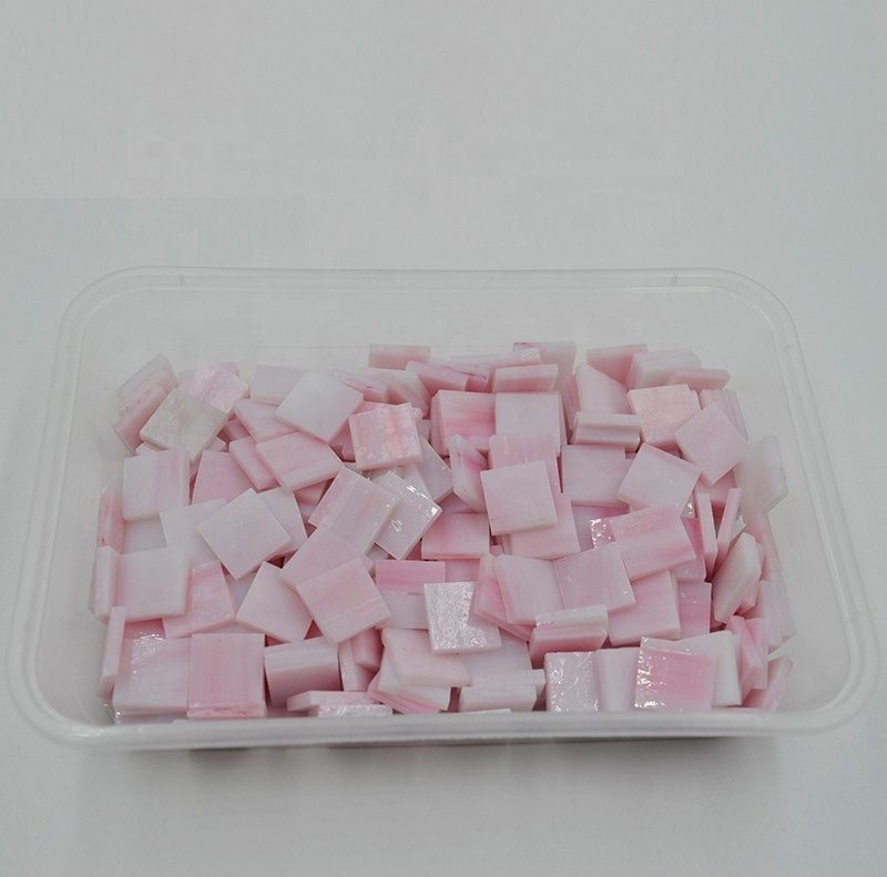 pink stained glass loose mosaic tile