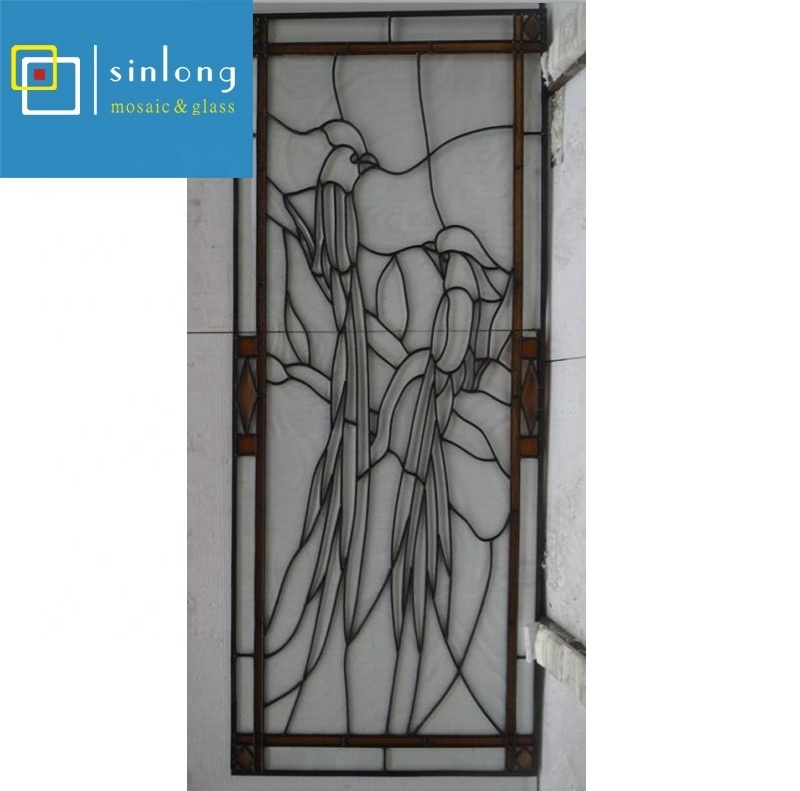 decorative tiffany glass panel for wrought iron door inserts