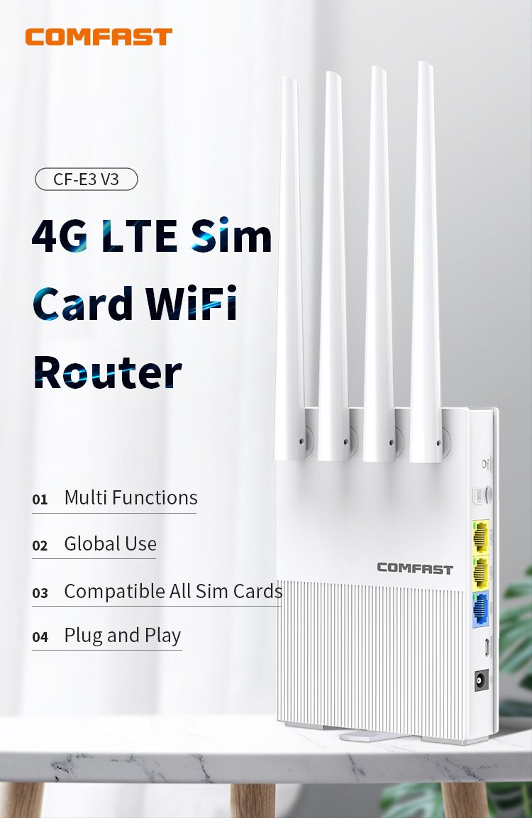 Comfast 300mbps Wifi Wireless Router 3G 4G Lte CPE Wifi Router Modem With Sim Card Slot