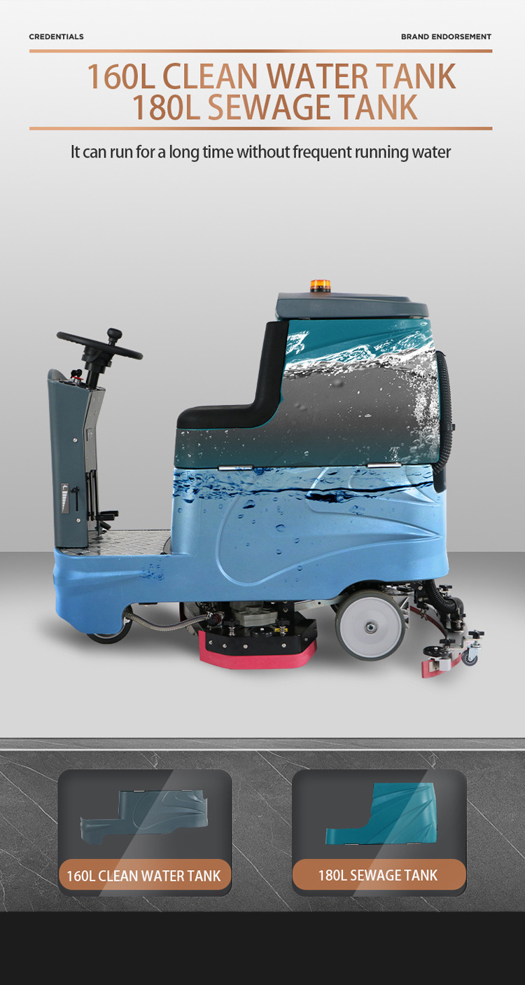 X160 New Design Factory Price Ride-on cleaning products floor sweeper scrubber machine floor scrubber dryer machine Double Brush