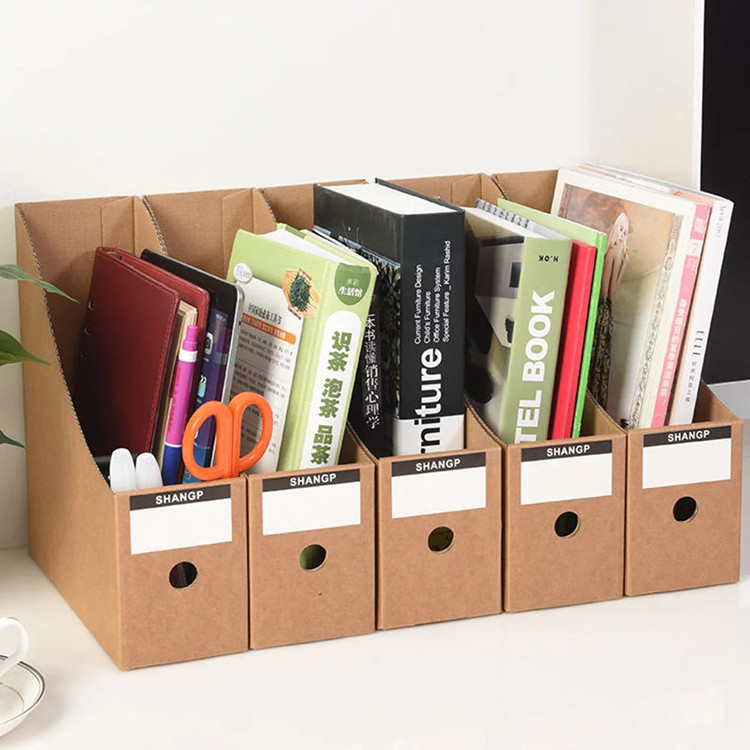 Wholesale Kraft Paper Material Corrugated Cardboard banker box Magazine holder File holder