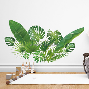 Hot Sale Tropical Rainforest Plant Wall Sticker Green Leaf Inkjet Wall Stickers Home Children's Room Interior Decor Wall decals