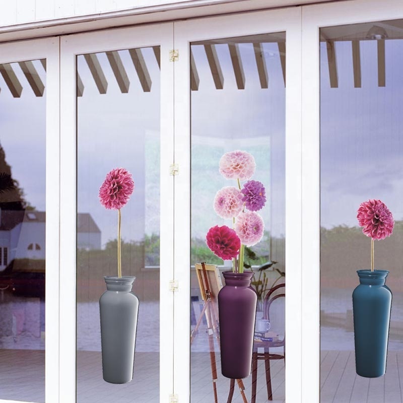 Designs Window Film Waterproof 3d Static Cling Sticker Decal for Window and Glass Hot Selling Flower Vase and Flower Custom Made