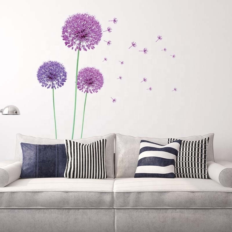 Hot selling  dandelion designs adult decal sticker self adhesive colorful Vinyl Wall Decal flower sticker