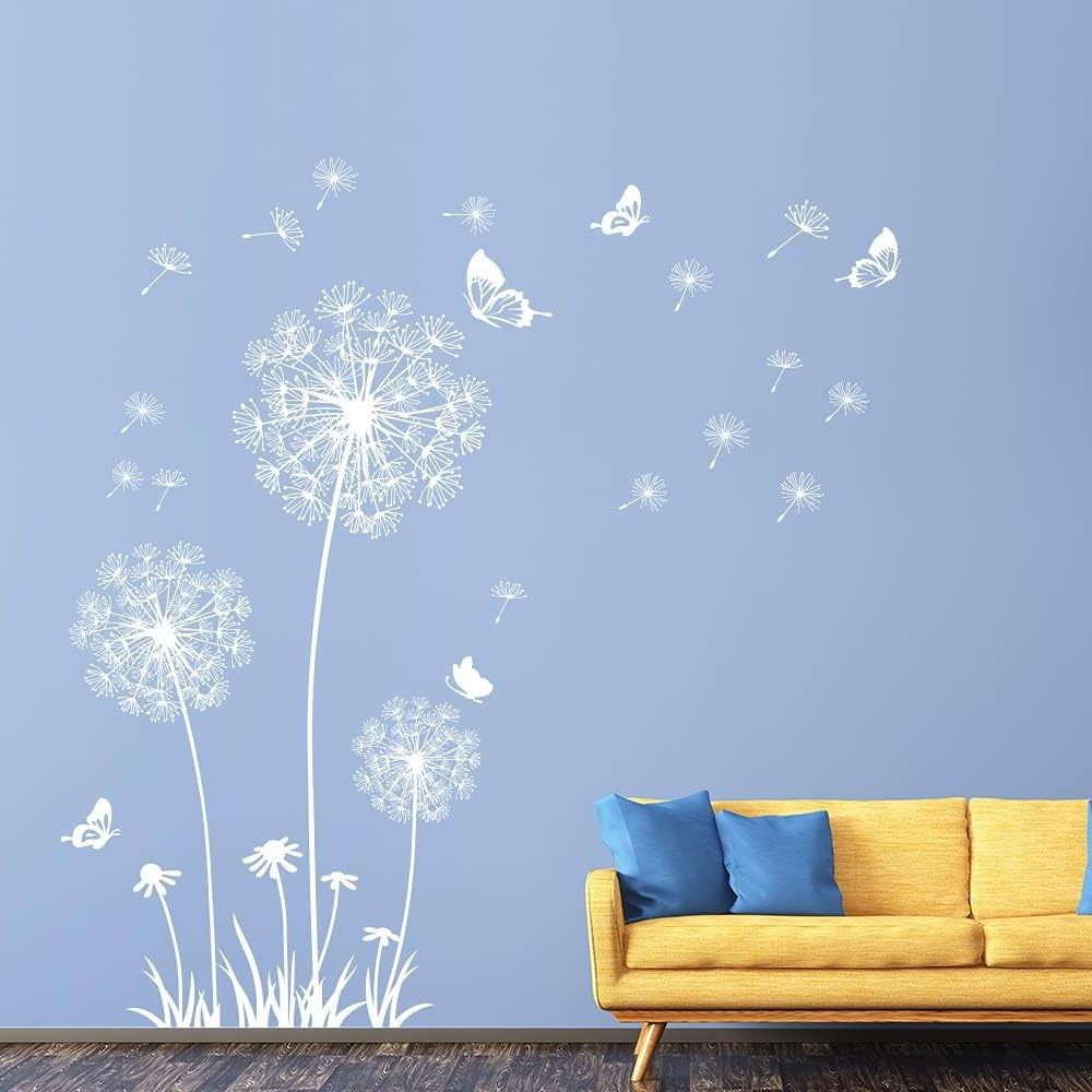 wholesales wall sticker flowers dandelion butterfly wall stickers PVC vinyle wall decal home decorative stickers for kids