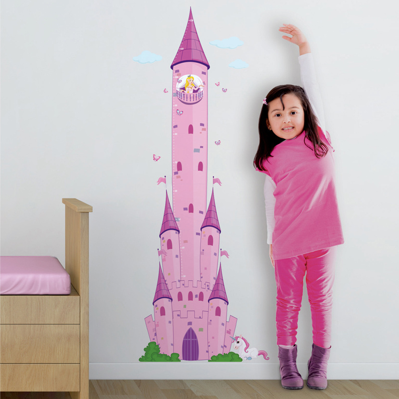 Cartoon castle Kindergarten Decoration Self-Adhesive PVC Wall decals Height Measurement wall stickers for children's bedroom