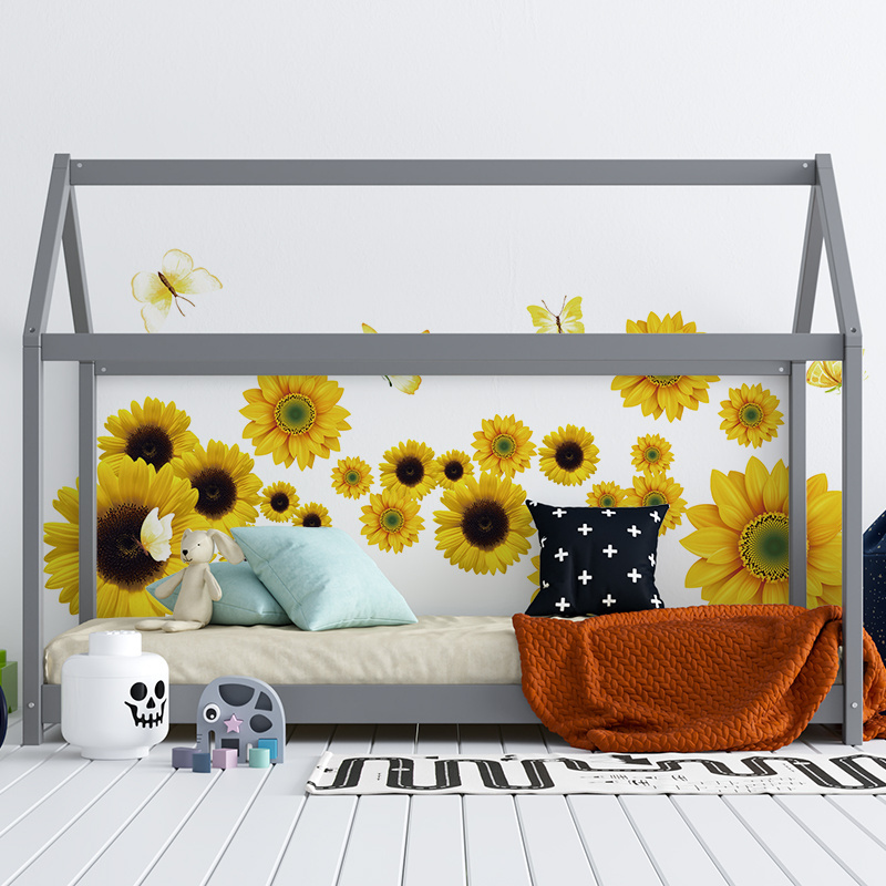 Yellow sunflower decorative stickers spring lovely sunflower pvc wall decor vinyl sticker custom wall decal