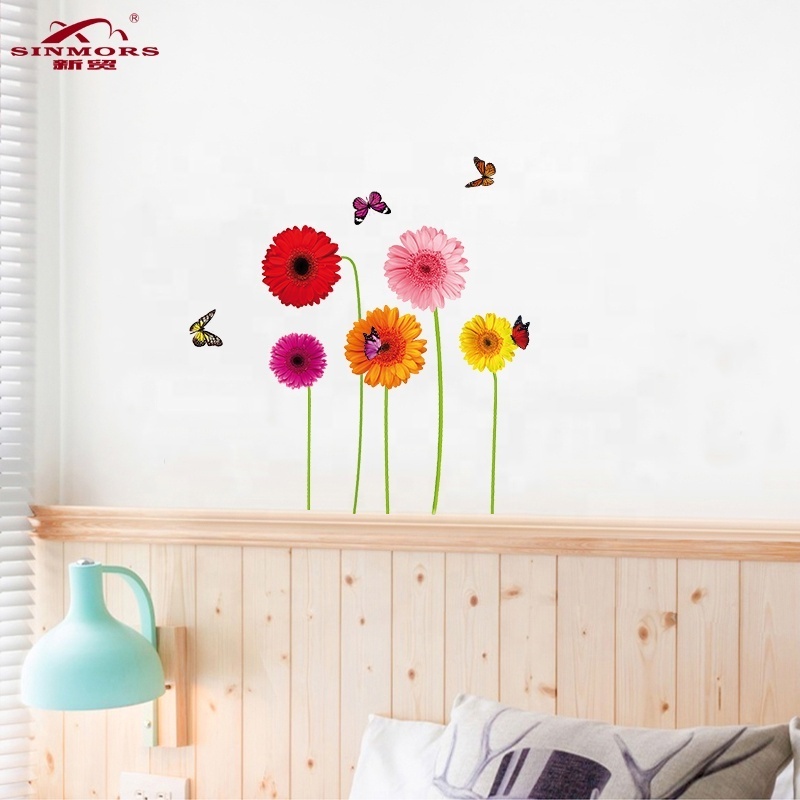 Butterfly Flower Wall Sticker Customized Large Size pvc Wallpaper sticker Home Decor High Quality Flower Wall Sticker wall decal