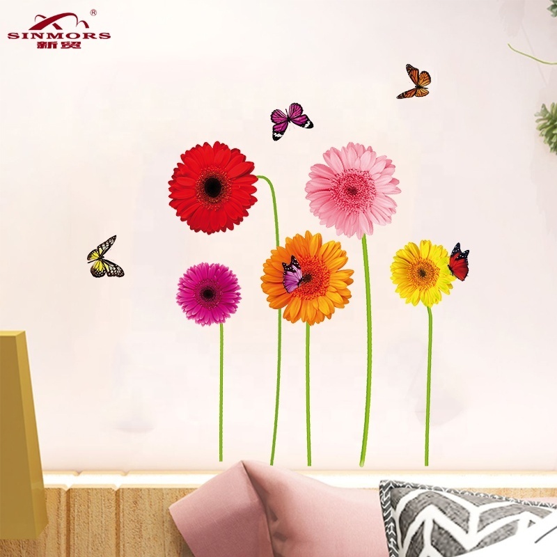 Butterfly Flower Wall Sticker Customized Large Size pvc Wallpaper sticker Home Decor High Quality Flower Wall Sticker wall decal